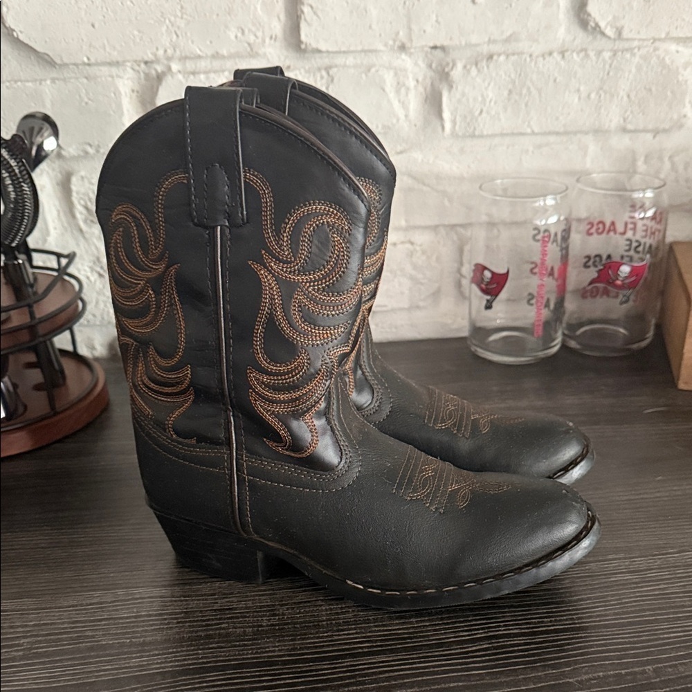 Kids Black and Brown Western Boots